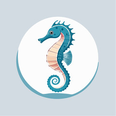 Obraz premium Stylized blue seahorse illustration, a charming aquatic creature from the ocean's depths, perfect for marine-themed designs