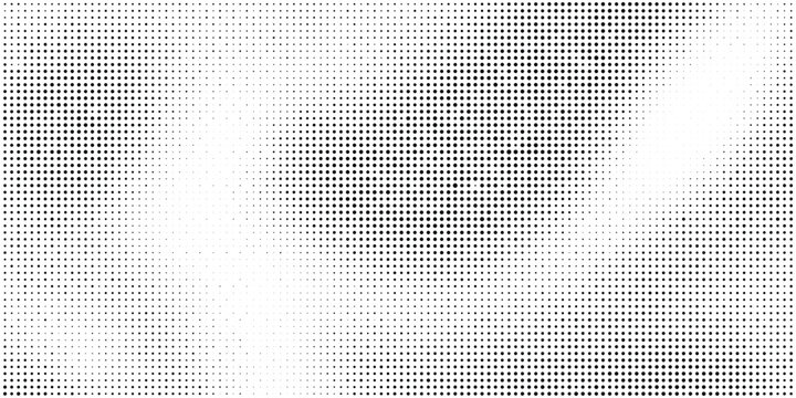 Dotted noise gradient texture. Fading grunge gradation pattern. Black retro halftone wallpaper. Rasterized pixelated comic background.