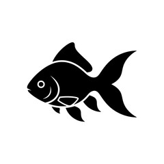 Obraz premium A striking black silhouette of a goldfish swimming gracefully exhibiting elegant form silhouette