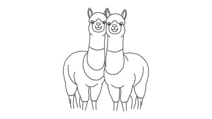 Twins Alpaca: Two adorable alpaca stand side by side, their soft features creating an image of gentle warmth and playful charm, symbolizing companionship. © mahmuda428