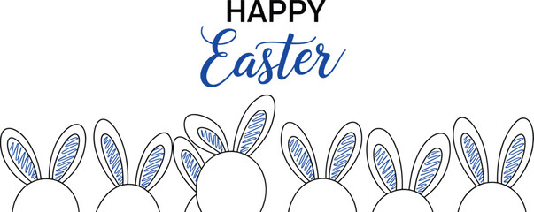 Happy easter greeting with blue and white bunny ears easter bunny © MD.ZAMAL