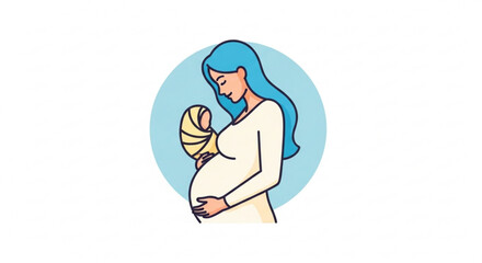 Obraz premium Pregnant woman holding newborn baby motherhood and parenthood concept illustration