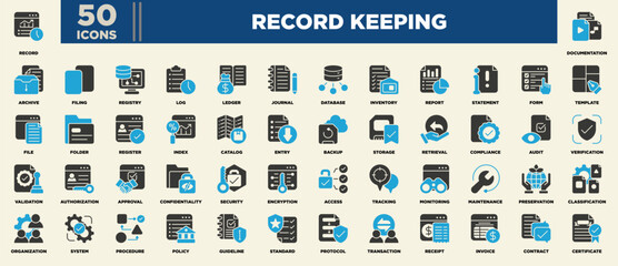 Record Keeping Icon Sheet Glyph Color