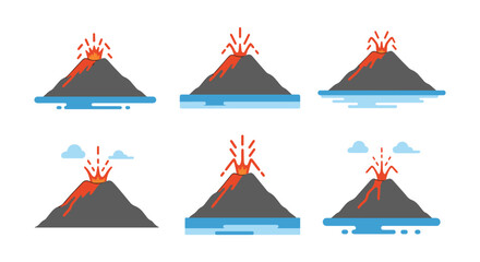 Fototapeta premium Stromboli Line art vector set minimal smooth abstract color