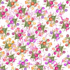 Fototapeta premium seamless floral patternVintage Watercolor Floral Seamless Pattern on Light Background Spring Flower Design