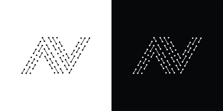 Digital Dotted Letter N Logo