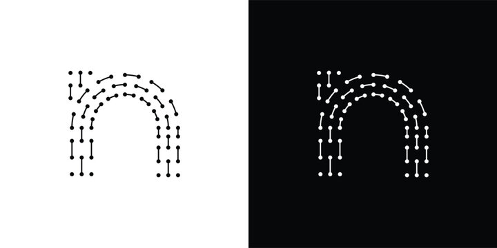 Dotted Path n / Pixel n Monogram Letter Logo