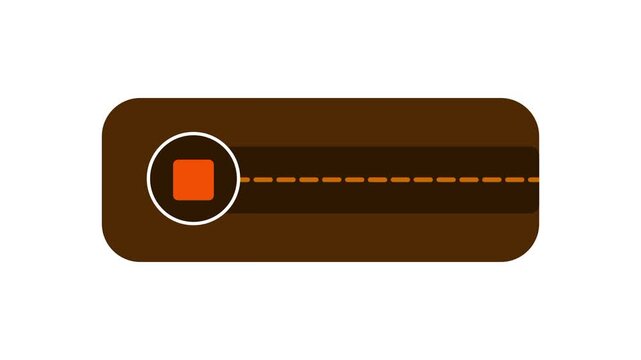 An orange square stop icon sits next to a dashed horizontal line suggesting a recording duration or a progress tracker on a dark brown interface
