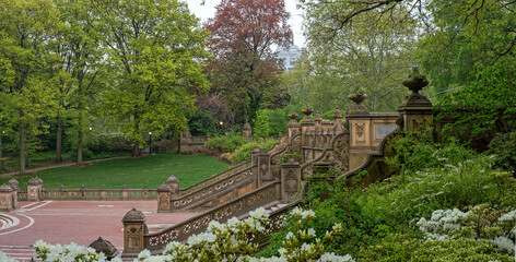 Bethesda Terrace and Fountain , early morning in spring