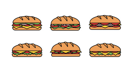 Submarine Sandwich Line art creative modern abstract vector