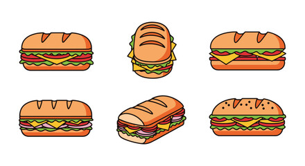 Submarine Sandwich Line art dynamic fluid abstract color illustration