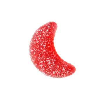 Red Sugar Coated Crescent Gummy Candy
