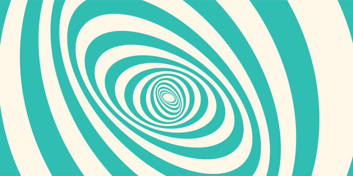 Teal and white optical illusion with swirling concentric circles creating a hypnotic spiral pattern