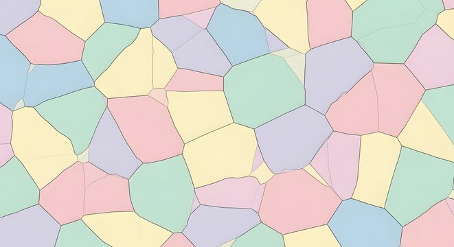 Abstract Voronoi Pattern with Pastel Colors and Organic Shapes.