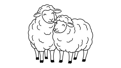 Pair of Sheep: Two fluffy sheep stand side-by-side, their woolly coats contrasting against a clean backdrop. These adorable creatures epitomize innocence, peace, and serenity. © Abdul