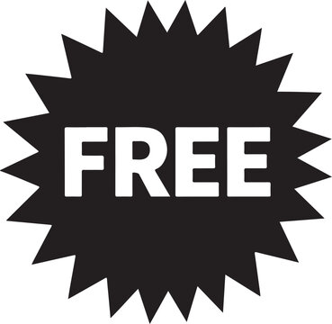 Free icon. Black freebie sign. Offer label tag design.