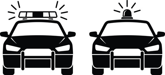 Police cars with flashing lights vector illustration, flat design © Asibul