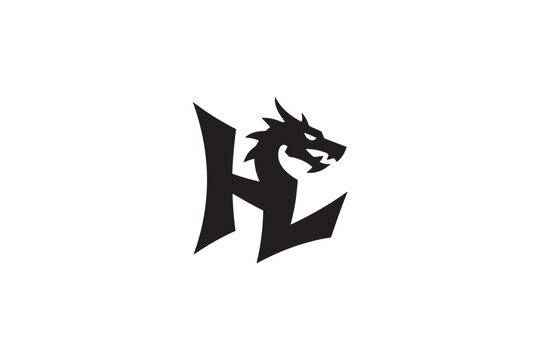 Distinctive hl logo design featuring a fierce dragon head silhouette