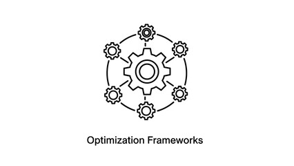 Fototapeta premium Optimization frameworks: gear and nodes symbolizing effective process management