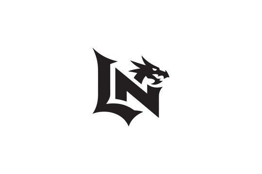 Distinctive ln logo features a powerful dragon head emblem design