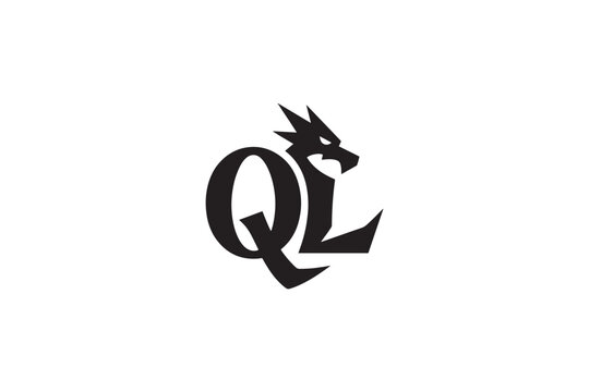 Distinctive ql logo featuring a fierce dragon head design for branding