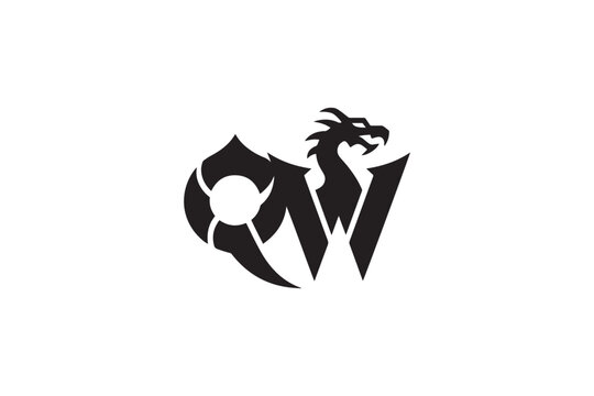 Distinctive 'qw' logo design featuring a fierce dragon silhouette symbol