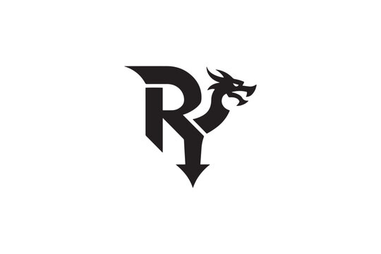 Distinctive ry monogram logo featuring a fierce dragon design for modern brands