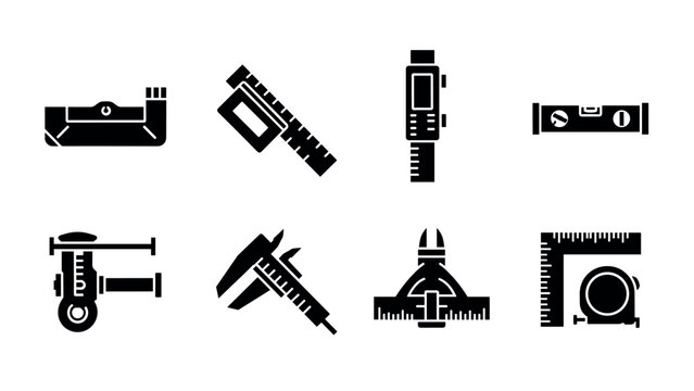 Essential measuring tool icons for construction and design
