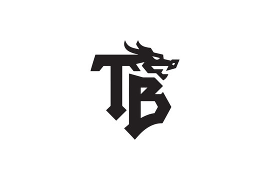 Dragon emblem logo featuring stylized tb letters for brand identity and fantasy themes