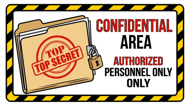 Confidential area warning with authorized personnel only text
