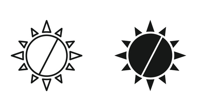 Sun Icon Symbol Half Divided Commercial