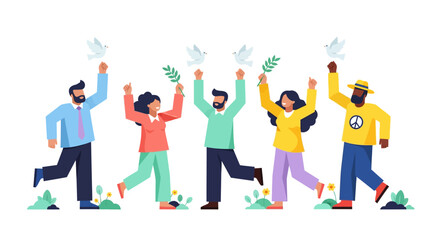 Fototapeta premium Healing the Planet through Environmental Peace Initiatives Flat Vector Design Illustration