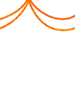 Traditional Indian Marigold Flower Garlands (Toran) Border Isolated on Black Background for Diwali and Wedding Decoration
