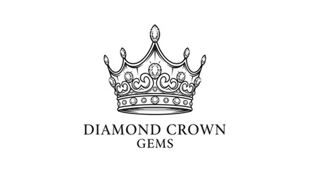 Ornate Diamond Crown Jewelry Illustration Design. © Na