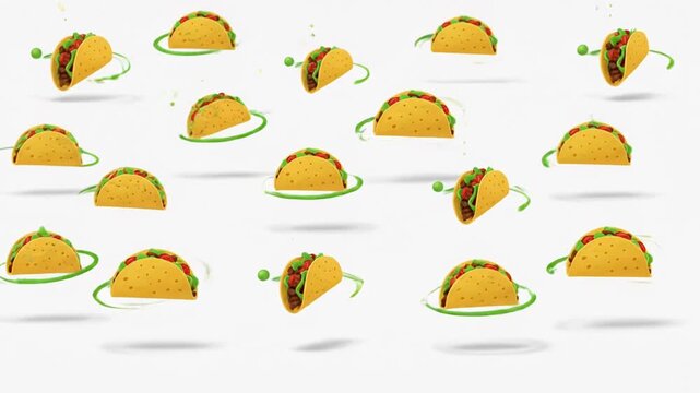 Animated Tacos Floating and Spinning - Food Motion Graphics Background
