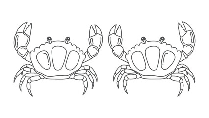 Two Line Art Crabs: An illustration of two crabs in a line art style, showcasing their claws and segmented bodies in a simple yet elegant design. © hafs121