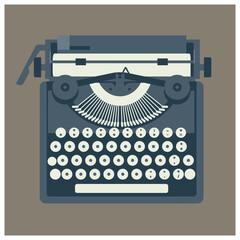 Typewriter Vintage Office Equipment Illustration Flat Design