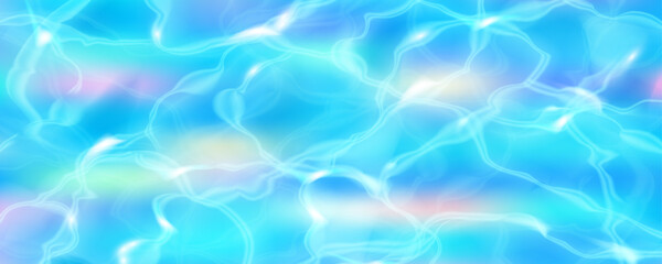 Obraz premium Abstract holographic background with iridescent wave gradient. Pastel blue and rainbow chrome texture creates fluid pearlescent light effect for modern design. Vector illustration.