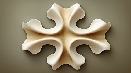 Obraz premium Sculptural abstract form featuring undulating curves and natural texture mounted against a muted background