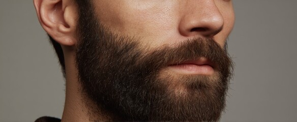 Obraz premium Medium shot of a neatly styled beard highlighting its natural hair texture and look