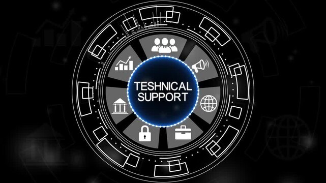 Business, Technology, Internet and network concept. Technical Support Center customer service.4k Animation.