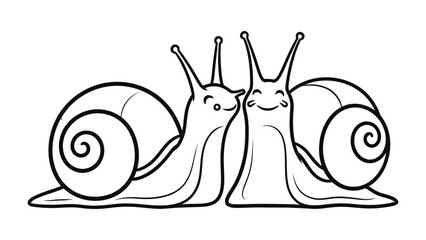 Snails in Love: Two happy snail sharing a cute moment with each other. © mahmuda428