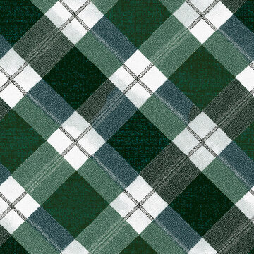 Green plaid fabric texture with a seamless checkered tartan pattern suitable for textile design and wallpaper, szkocka krata 