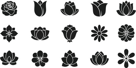 Fototapeta premium Black and white lotus flower symbol