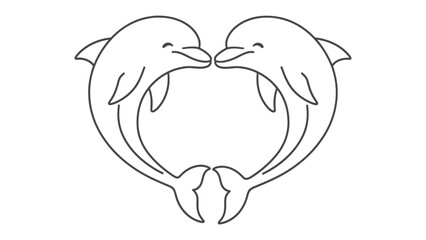 Dolphin Romance: A charming illustration depicts two dolphins in a loving embrace, their bodies forming a heart shape, and conveying the sentiment of love and affection. © mahmuda428