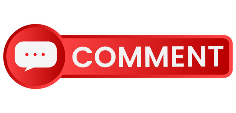 Red Comment Button with Speech Bubble Icon for Social Media and Web UI