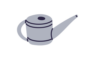 Watering can, pot. Garden tool, farming and horticulture container with nozzle. Metal equipment for irrigation, hydration. Agriculture accessory. Flat vector illustration isolated on white background © Good Studio