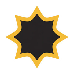A stylized geometric starburst shape with a central black void and yellow outline isolated on transparent background