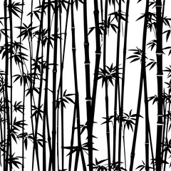 Naklejka premium A minimalist black bamboo forest illustration on transparent background