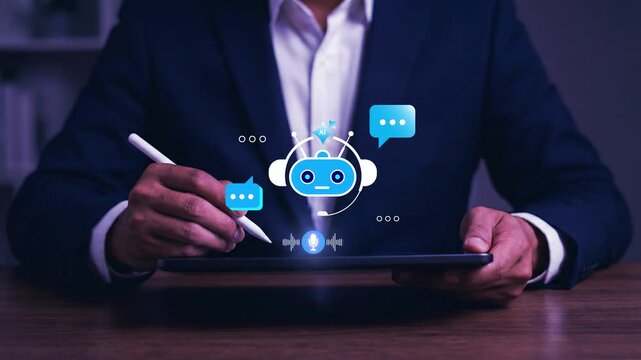 Voice AI Chatbot Assistant on Smartphone with Virtual Interface, Mobile Voice Assistant for Smart Communication, Digital Support and Artificial Intelligence Conversation Technology